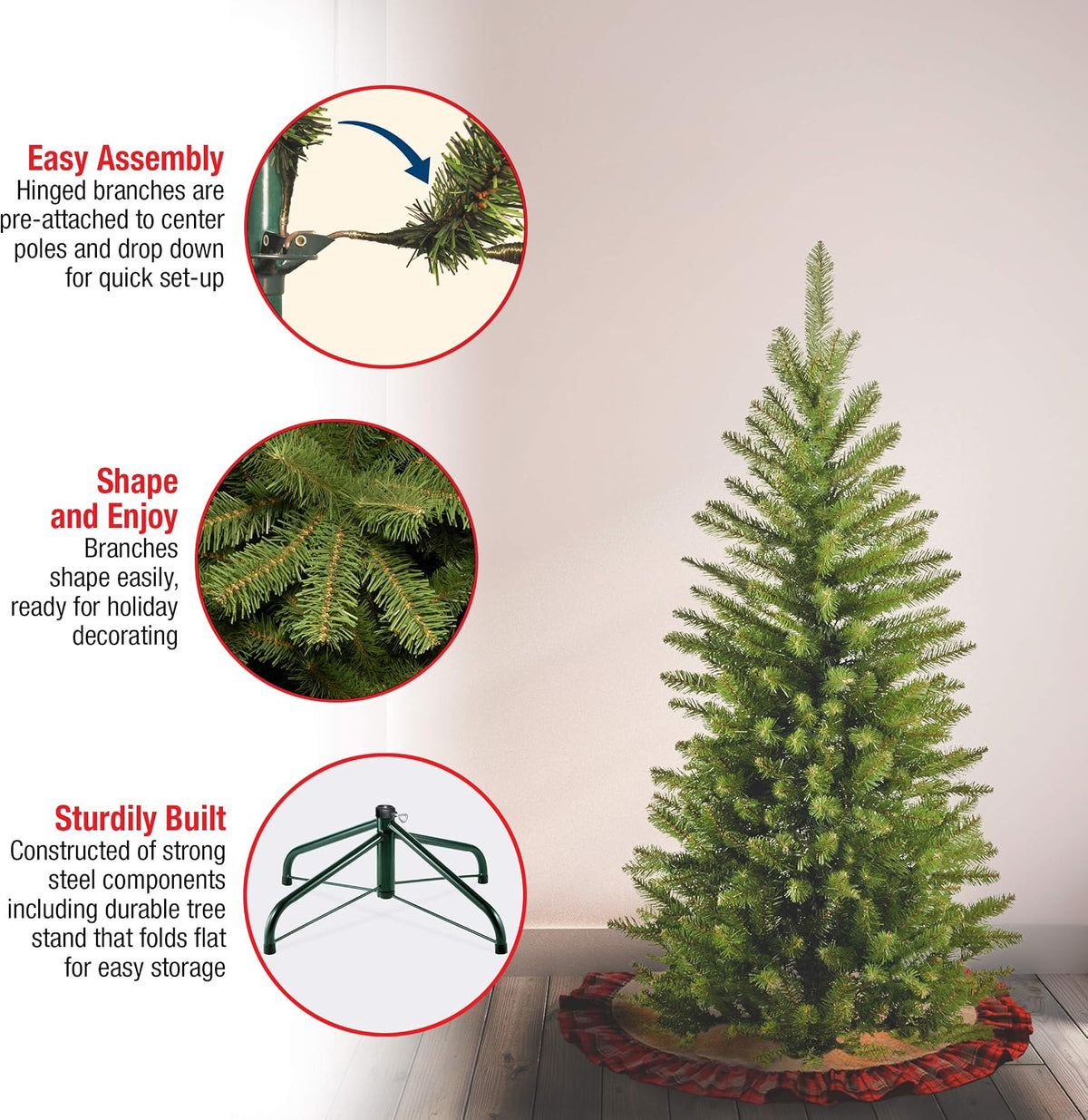 National Tree Company 4ft Unlit Kingswood Fir Mini Slim Christmas Tree