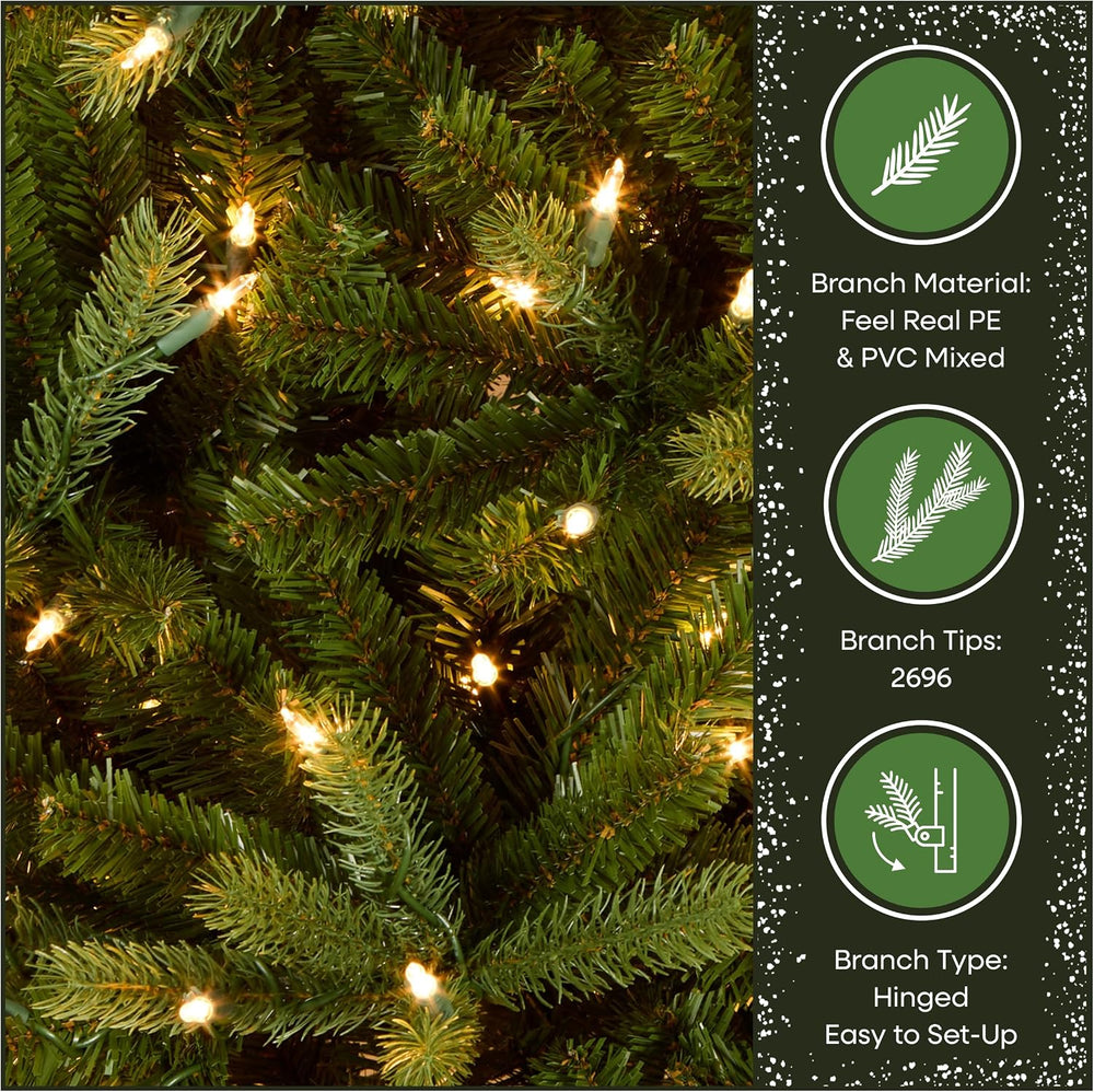 National Tree Company 7.5ft Pre-Lit Jersey Fraser Fir Medium Christmas Tree