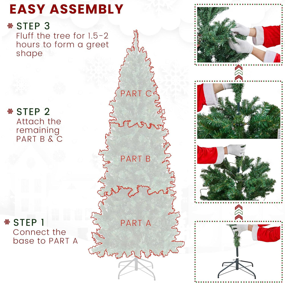 Yaheetech 7.5ft Pre-lit Pencil Artificial Christmas Tree, Green