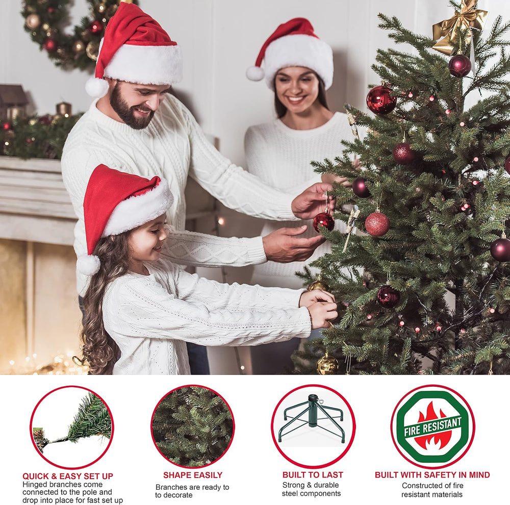 Puleo International 6.5 Foot Pre-Lit Slim Flocked Fraser Fir Artificial Chris...