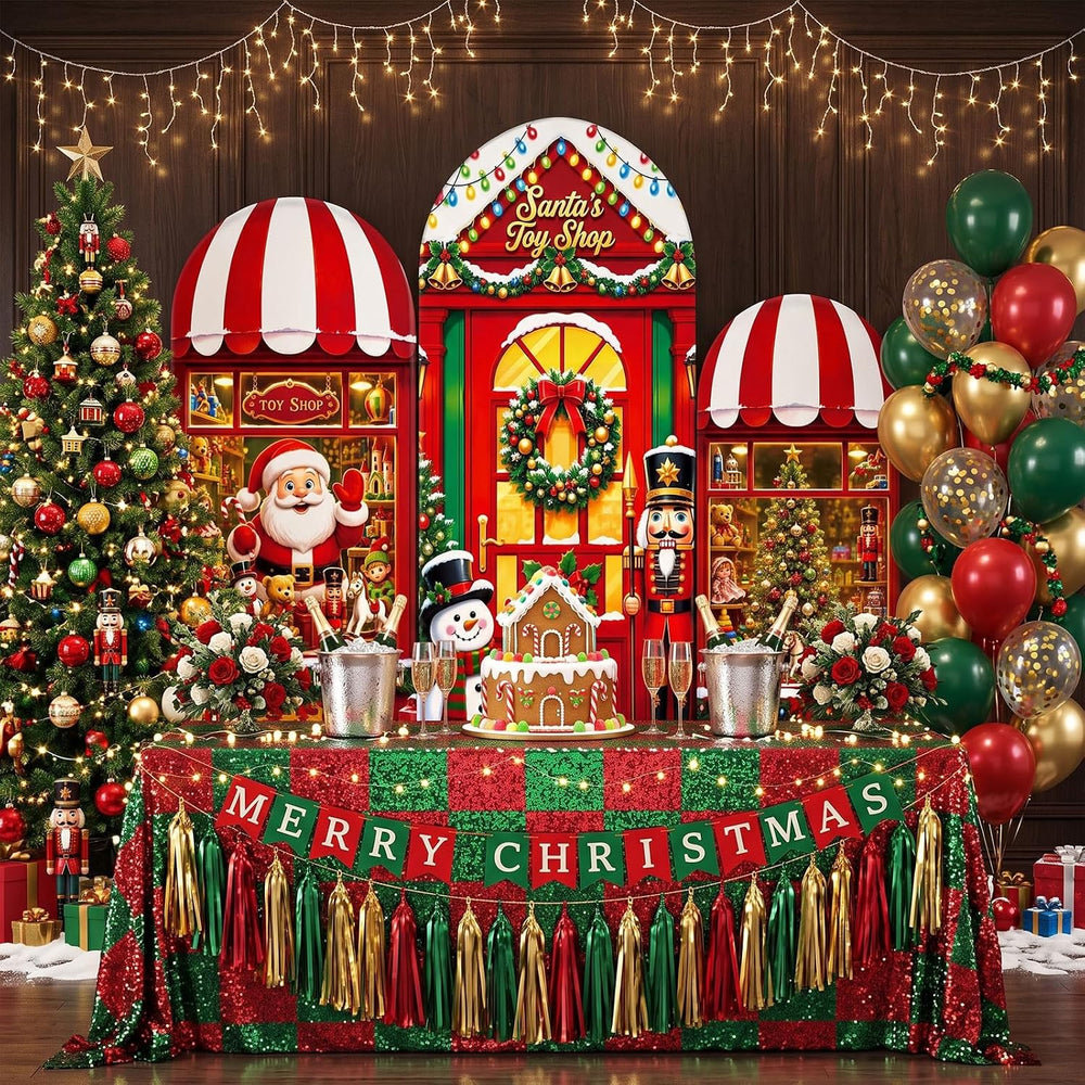 WovWeave Santa's Shop Arch Cover Backdrop Decorations Set of 3