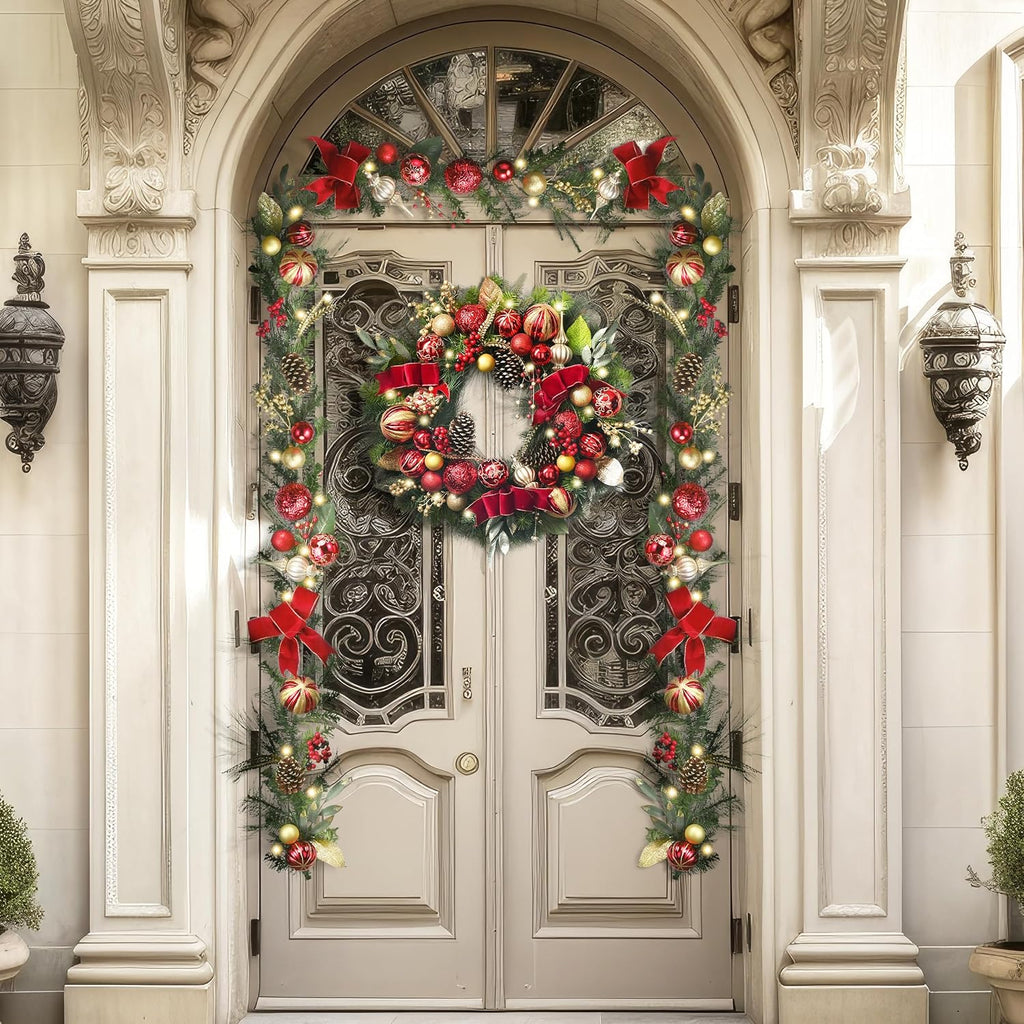 valery madelyn 30" pre-lit large christmas wreath for, side view