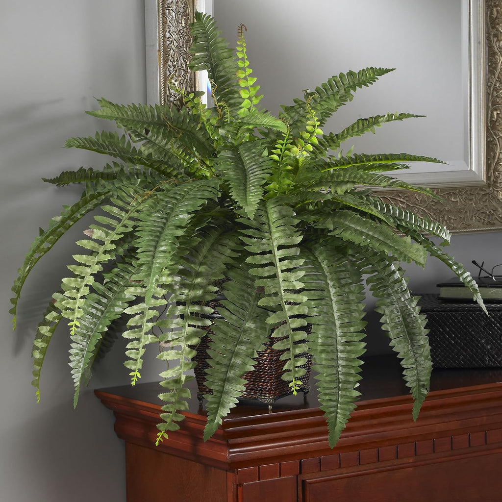 nearly natural 23 in artificial boston fern with, close-up detail