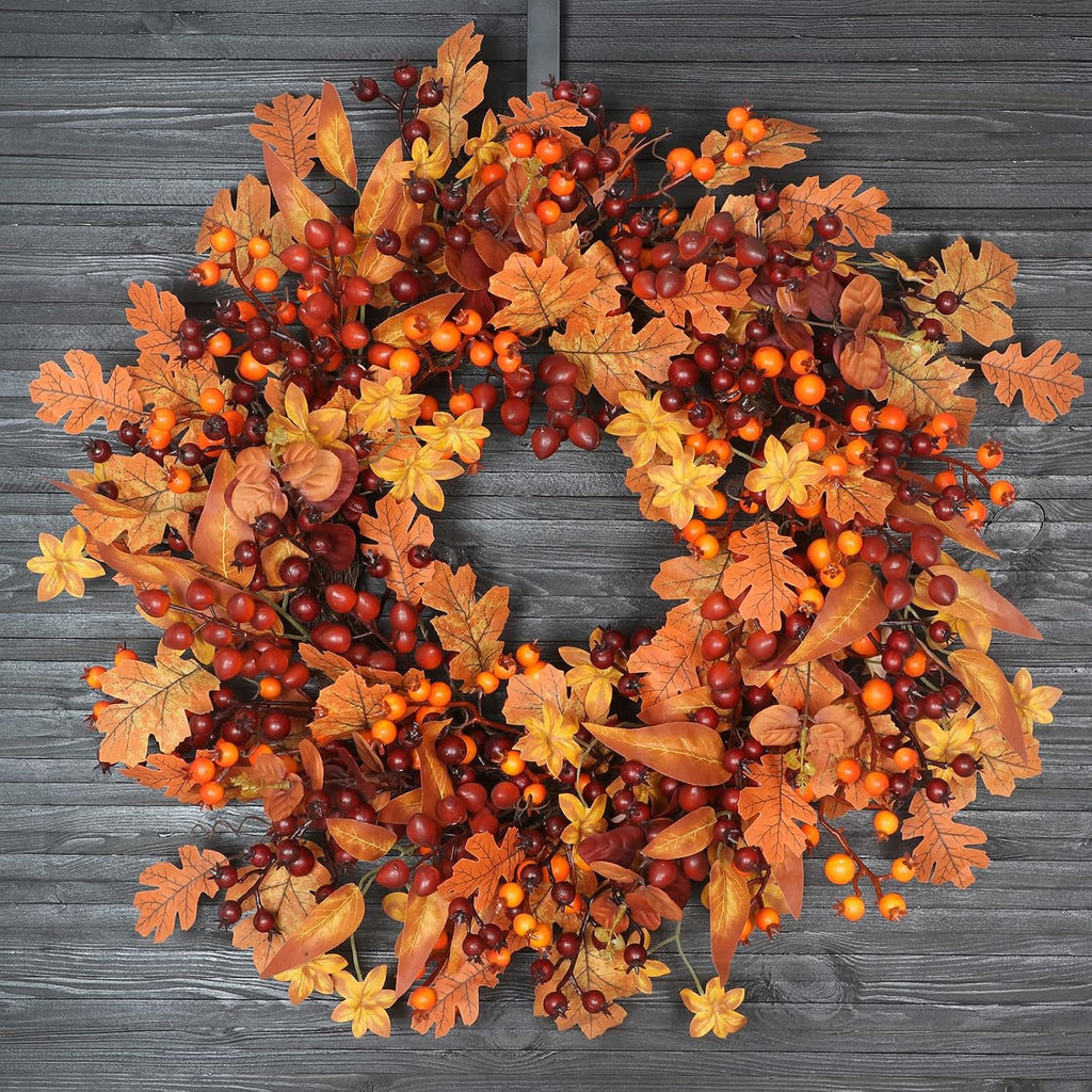 Fall Wreaths for Front Door 24 Inch Autumn Harvest Wreath for Thanksgiving