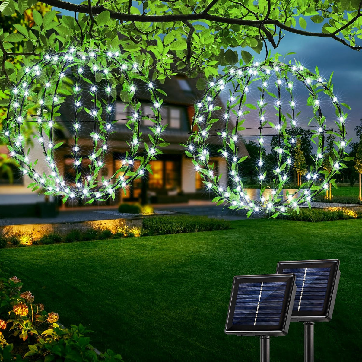 Joomer Solar Ball Lights Outdoor, 2-Pack 13in & 11in Total 264 LED, White