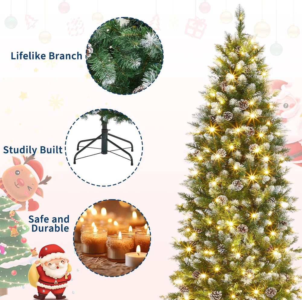 GarveeHome 6 ft Pencil Prelit Christmas Tree, PVC Xmas Tree