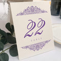 Paisley Wedding Table Numbers (Select Color/Quantity), Champagne, Purple, 1-100, Double Sided, Tent or Use in a Stand, Great for Parties & Restaurants - Made in the USA