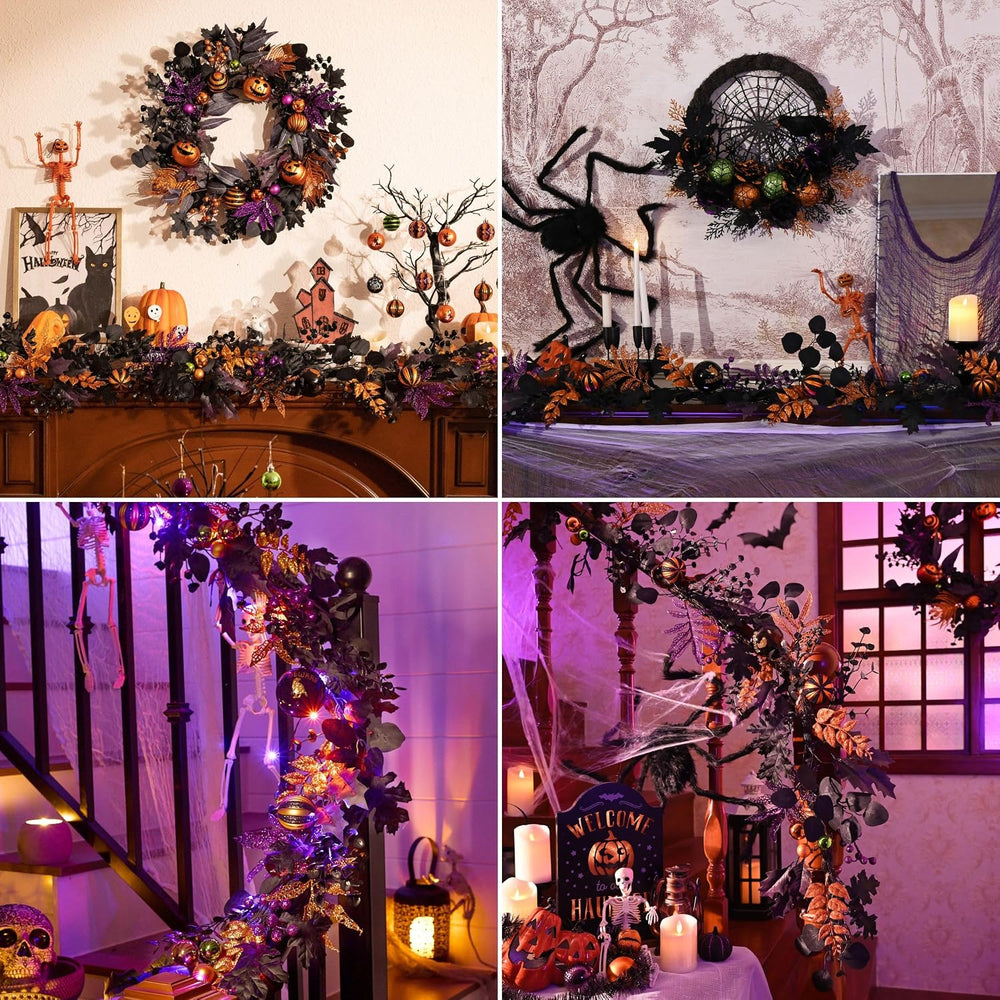 Valery Madelyn 6ft Halloween Garland for Mantel with Lights Party Decor