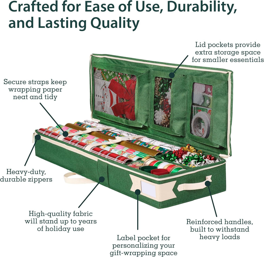 little elf premium wrapping paper storage organizer, easy, side view