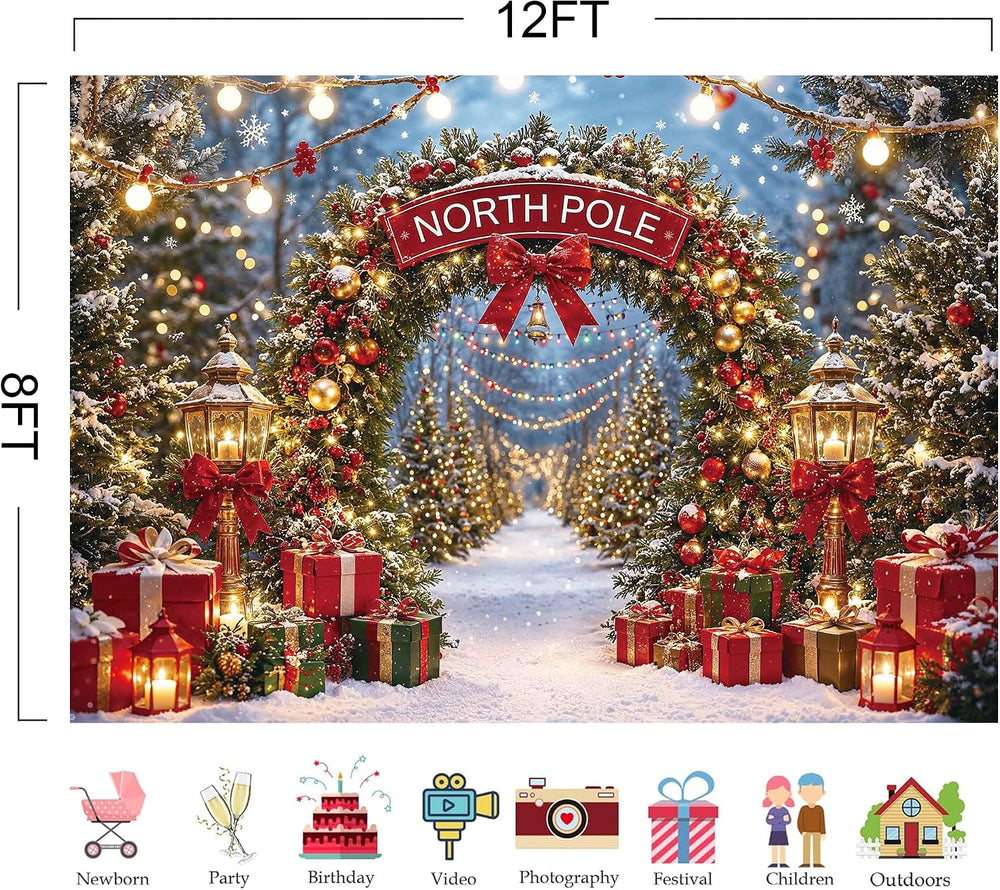 Christmas North Pole Photography Backdrop, 10x8ft