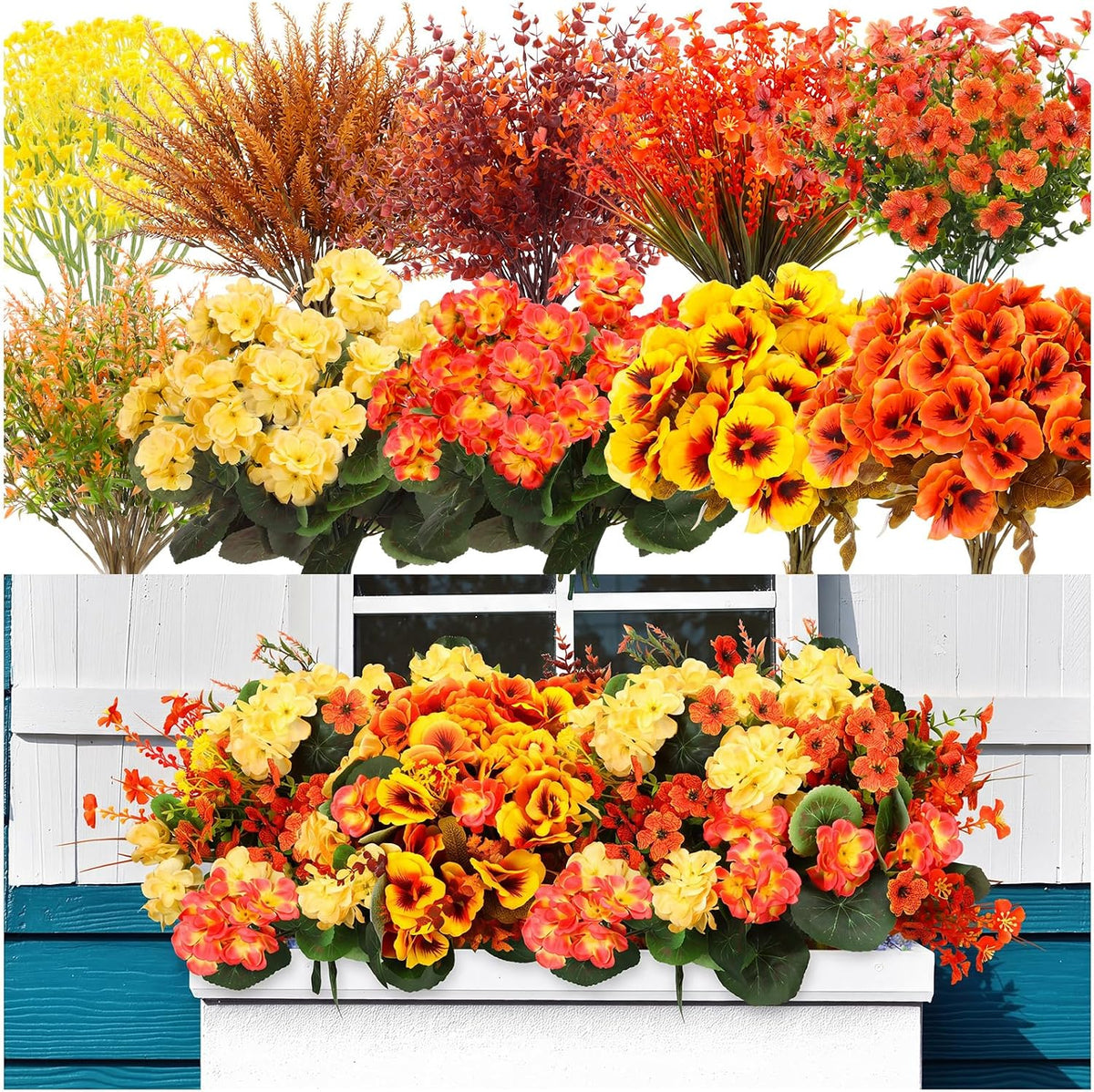 Thiccywoov 40 Bundles Fall Artificial Flowers for Outdoor Plants Decor