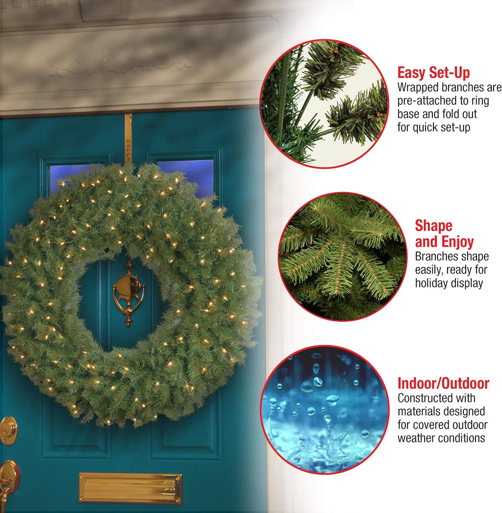 national tree company 36" norwood fir wreath with, side view
