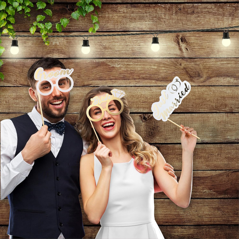 SOUL SHIFT 60PCs Fully Assembled Wedding Photo Booth Props - Prop Stand - Gol...