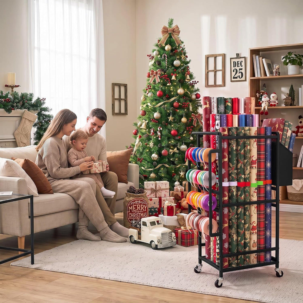 Nyamofly Wrapping Paper Storage Cart, Wrapping paper organizer storage