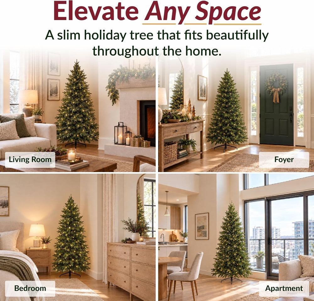 Sunnydaze 7 ft Stately & Slim Unlit Artificial Christmas Tree, Green