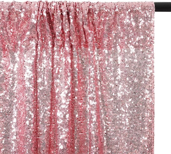 Poise3EHome 10FT x 10FT Sequin Photography Backdrop Curtain for Party Decoration, Fuchsia Pink