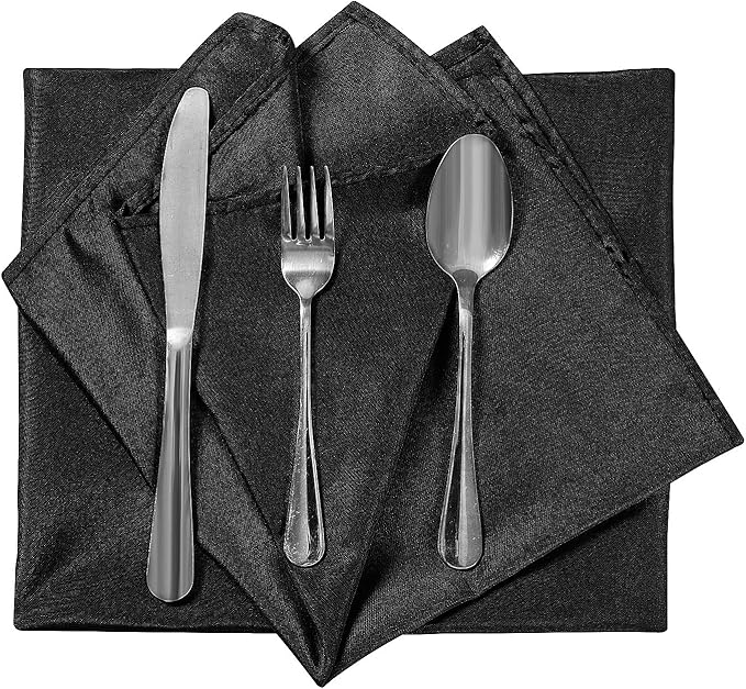 Cloth Napkins 17x17 inch Washable Polyester Dinner Napkins Soft Table Napkins for Wedding Party Dining Banquet(Black,100PCS)