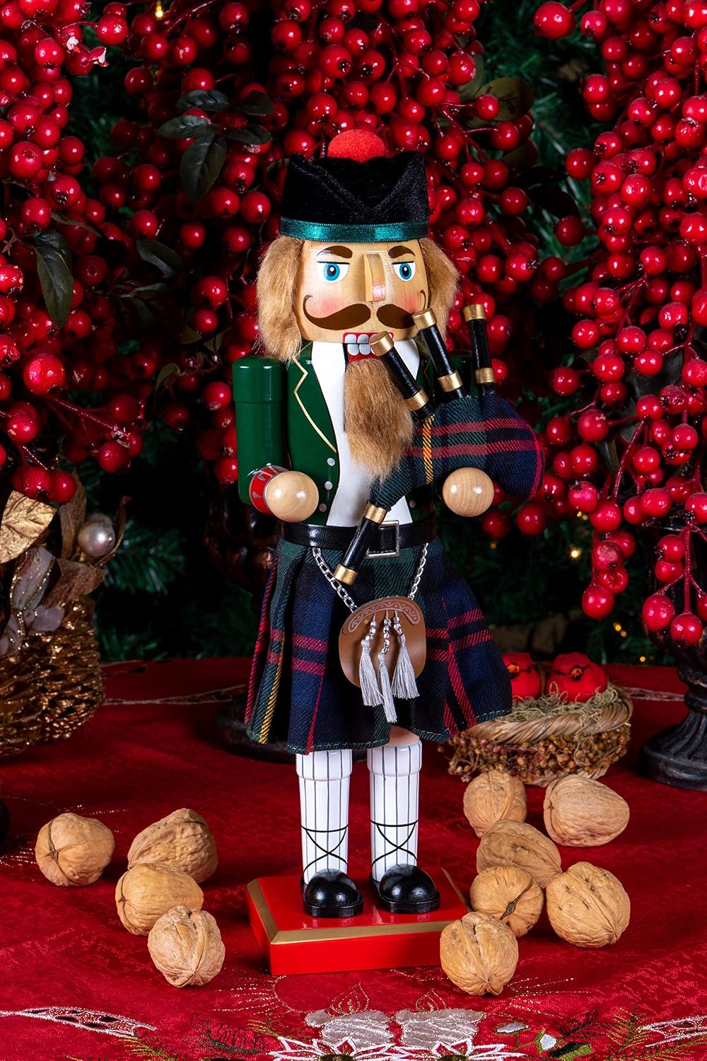 clever creations green scottish bagpiper 12 inch traditional shown in use