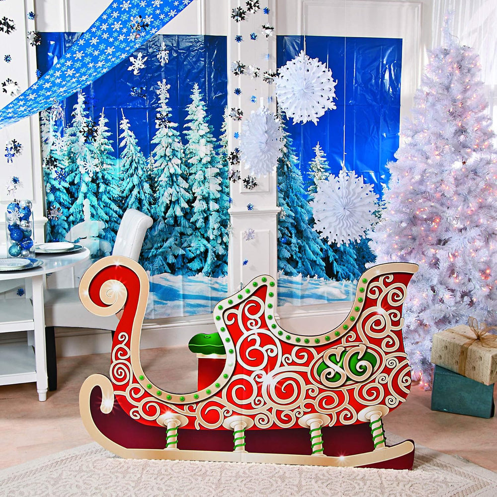 Fun Express Cardboard Santa Sleigh Stand Up Christmas Decorations