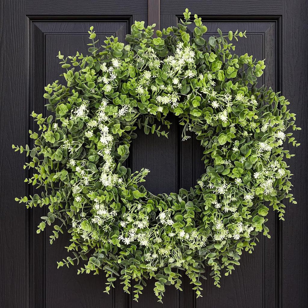 26 Inch Faux Boxwood Wreath for Front Door, All Season Green Wreath