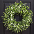26 Inch Faux Boxwood Wreath for Front Door, All Season Green Wreath