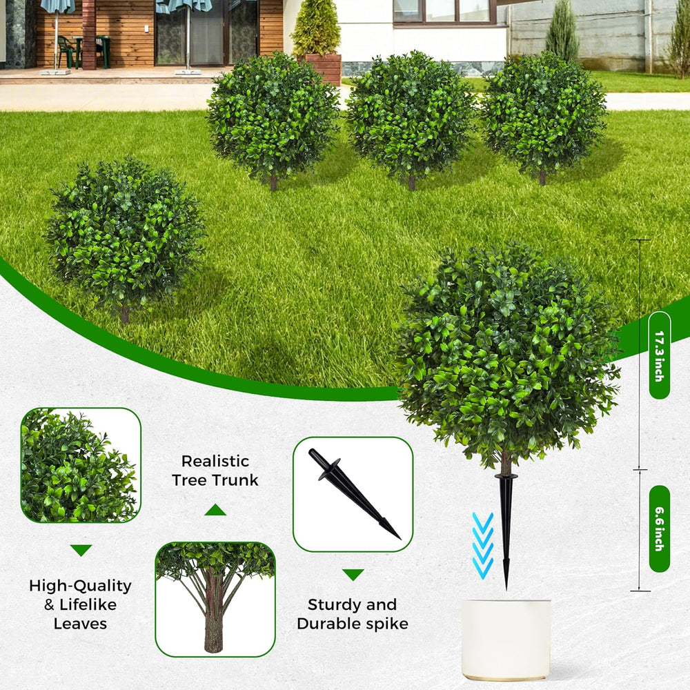 22'' Artificial Boxwood Topiary Ball Bushes, 4PCS Fake Boxwood Shrubs