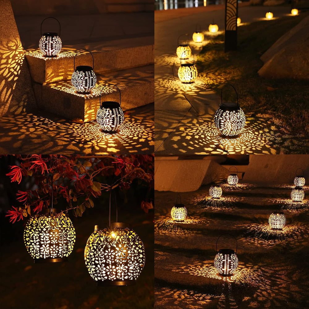 Brizled Solar Lantern Lights, 2 Pack Outdoor LED Hanging Lantern Lights with ...