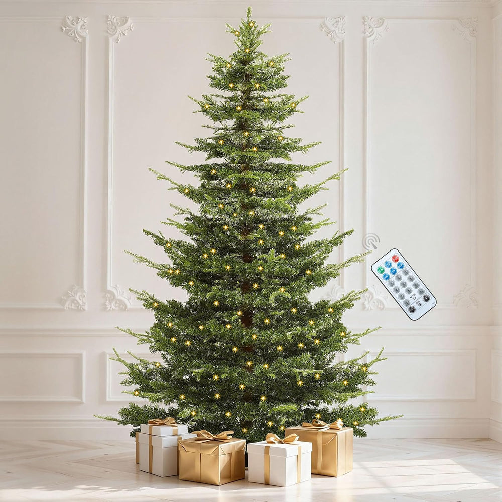 DWVO 7.5FT Prelit Iced Aspen Fir Artificial Christmas Tree with Remote