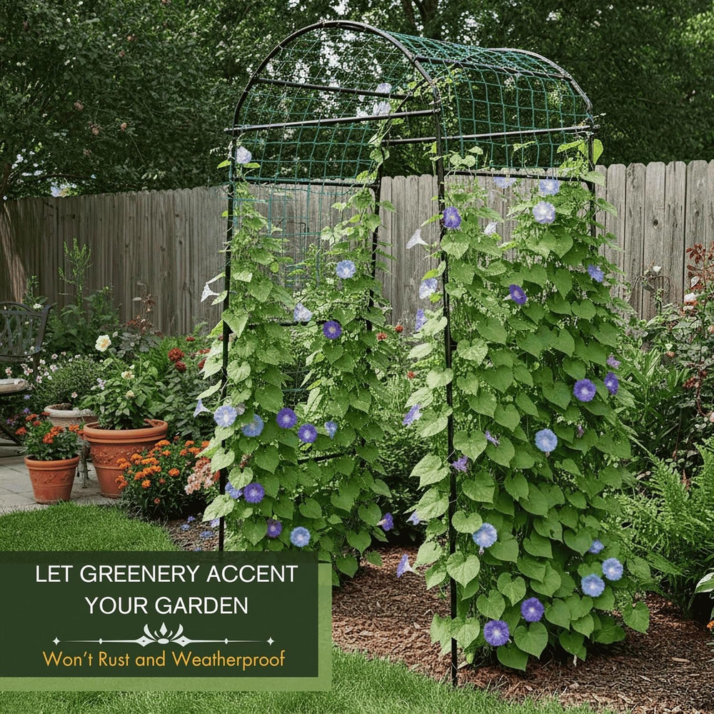79" Tall Metal Cucumber Trellis Arch Sturdy Frame for 4FT Raised Garden Bed