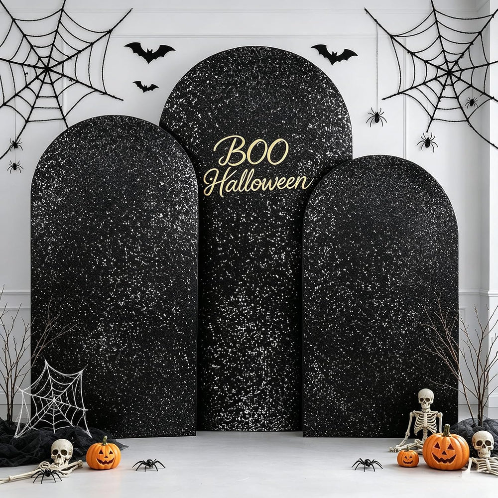 Black Arch Backdrop Covers Set of 3 Sequin Backdrop Arch Cloth for Wedding