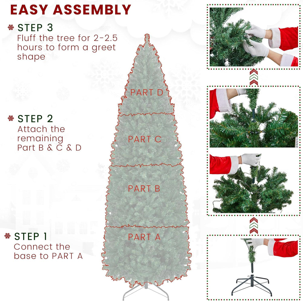 Yaheetech 9ft Pre-lit Pencil Artificial Christmas Tree, Green