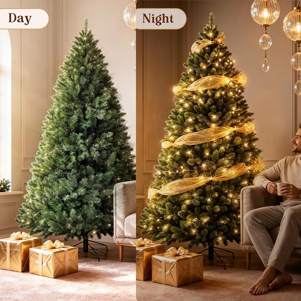 LUCKLIFE 6 ft Artificial Christmas Tree, Full PVC Unlit Christmas Tree with C...