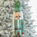 KI Store 4ft Wooden Christmas Nutcracker Dark Teal Soldier Figurine Life Size Collectible Nutcracker Decorations for Christmas Decorations