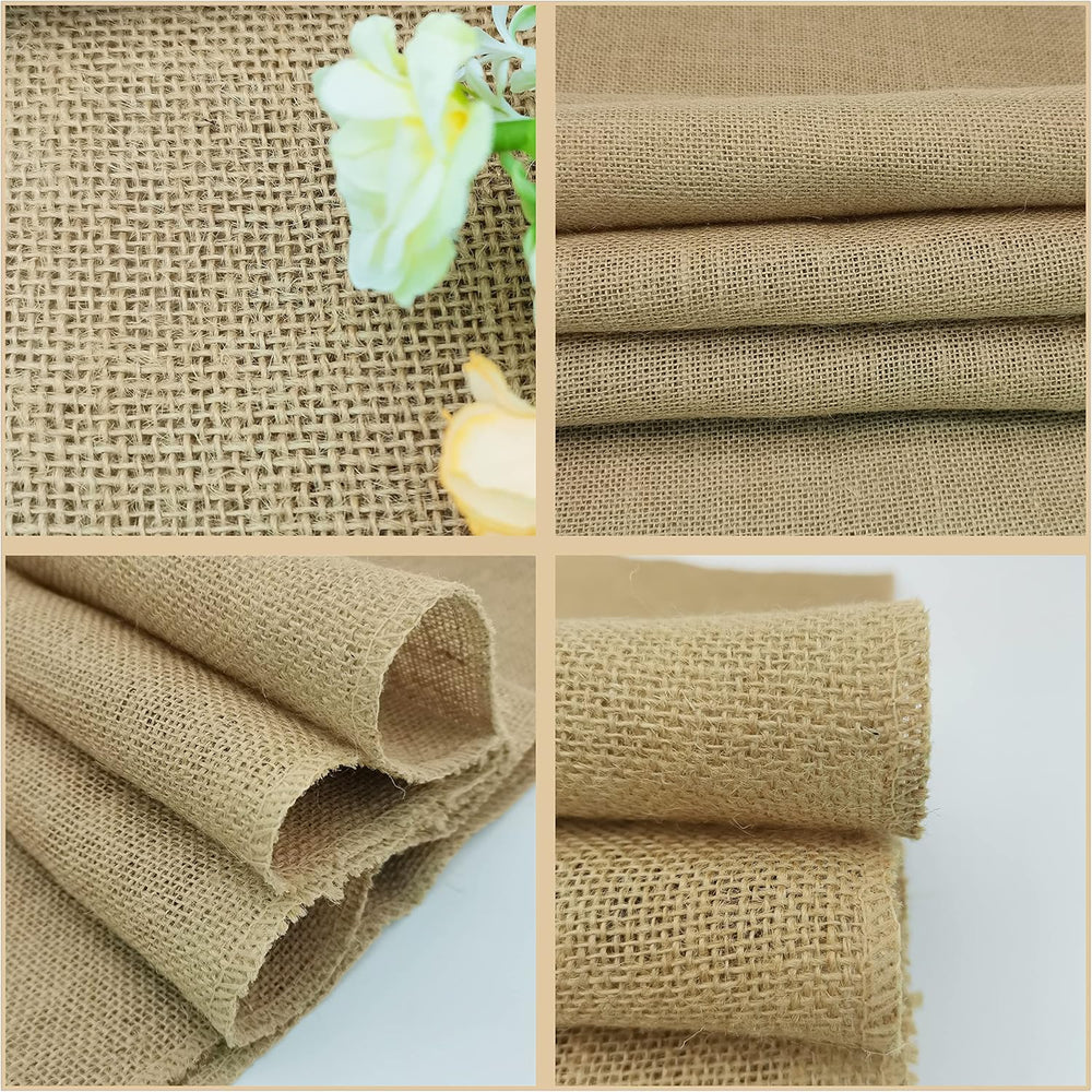 10 Pack Natural Burlap Table Runners,12 x 108 Inch Rustic Jute Table Runner a...