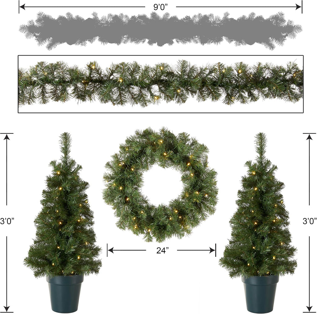 National Tree Company Pre-Lit Evergreen Collection Christmas Decoration Set