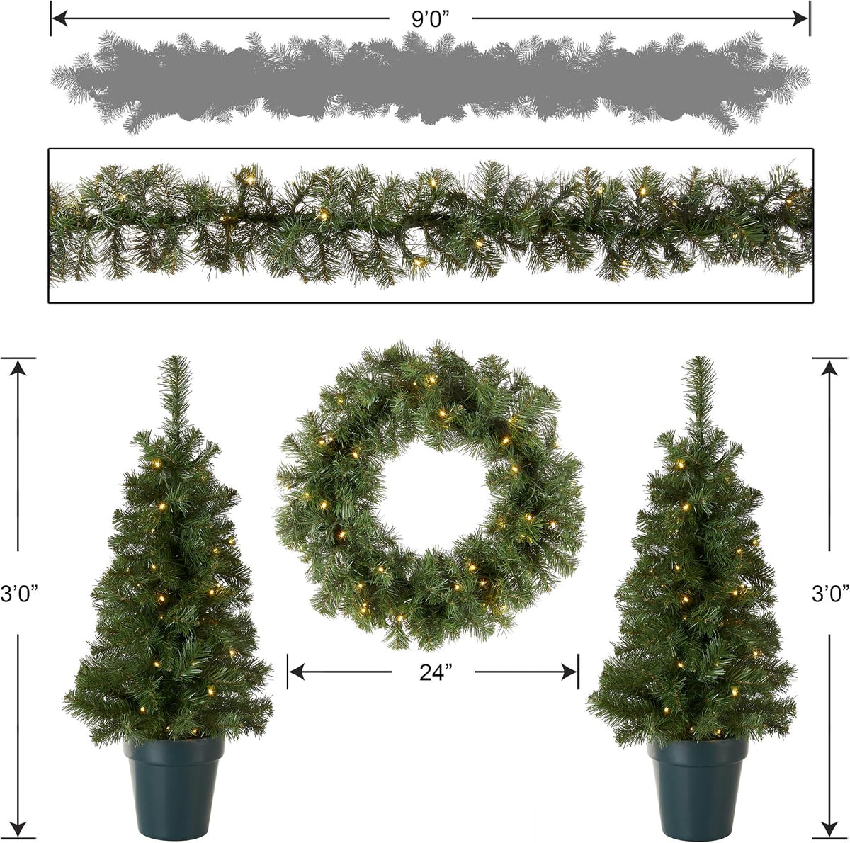 National Tree Company Pre-Lit Evergreen Collection Christmas Decoration Set