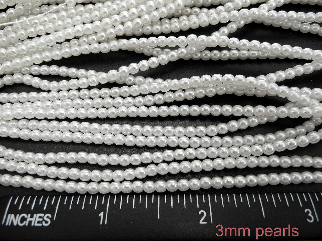 czech round glass imitation pearls, 1800pcs (12x150pcs) of, close-up detail