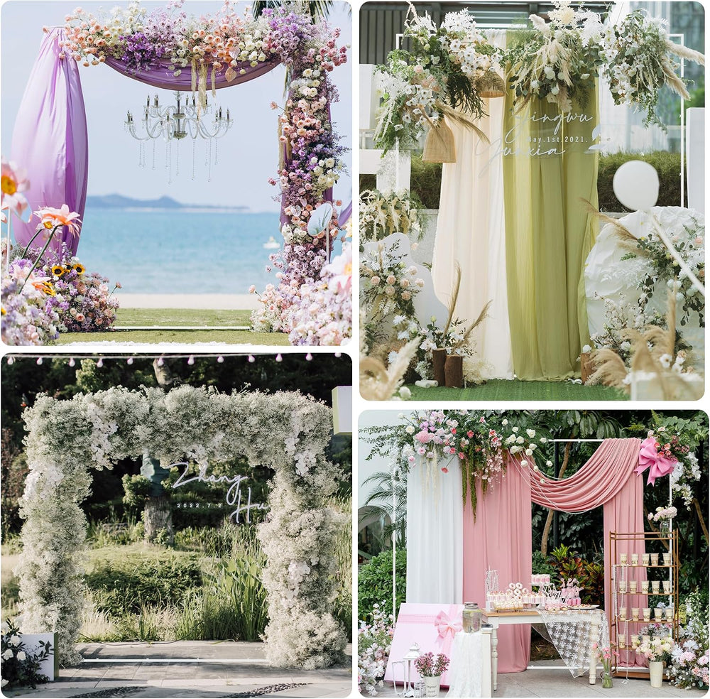 Wokceer Square Wedding Arch Backdrop Stand White Metal Arch 7.2FT x 6FT