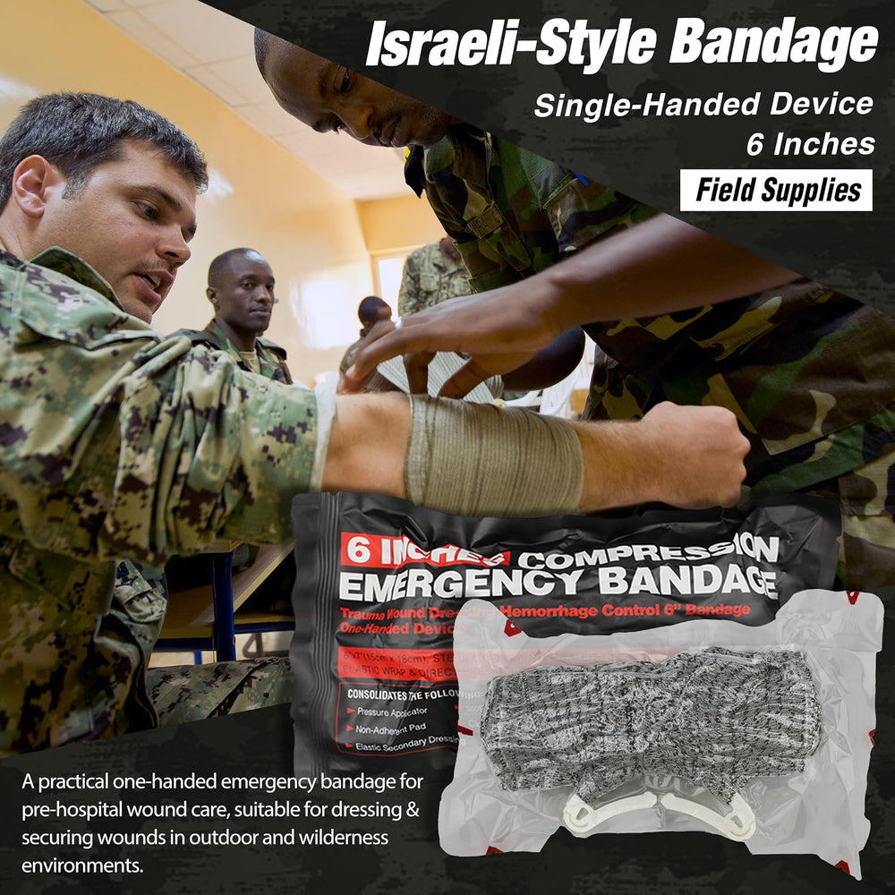 Survival First Aid Kit with Israeli-Style Bandage, Splint, Chest Seal for Tac...