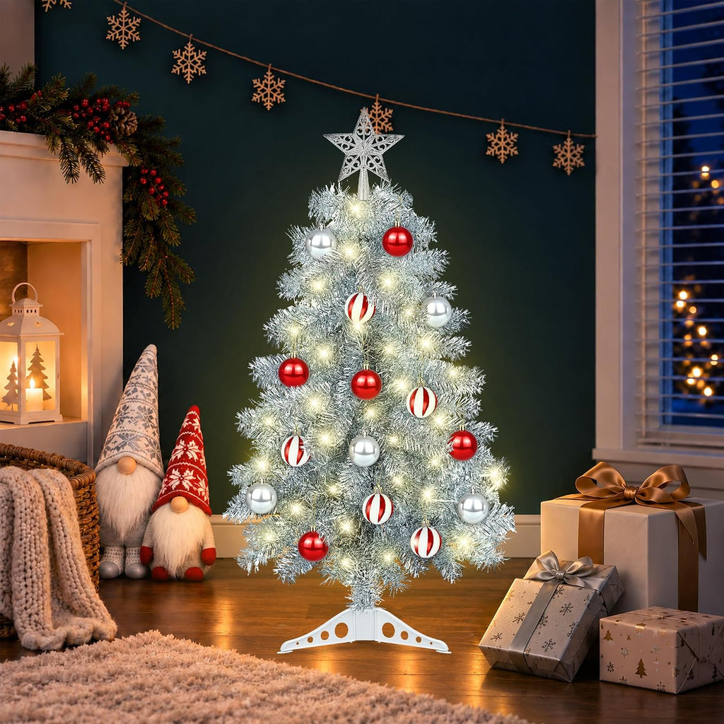 [timer & 8 modes] 3ft silver small christmas, package contents