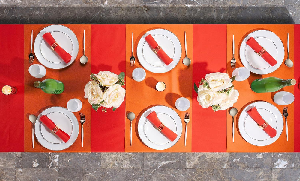 Disposable Table Runner for Dining Table, 16" 20-Pack Linen-Like Orange ...