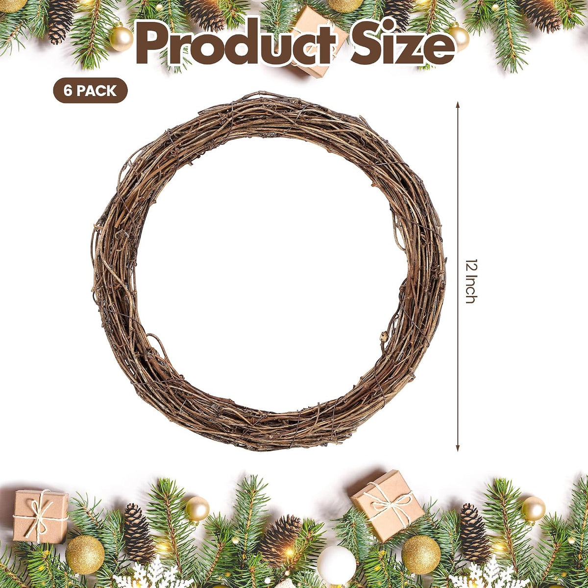 ruisita 6 pieces 12 inch grapevine wreaths vine shown in use