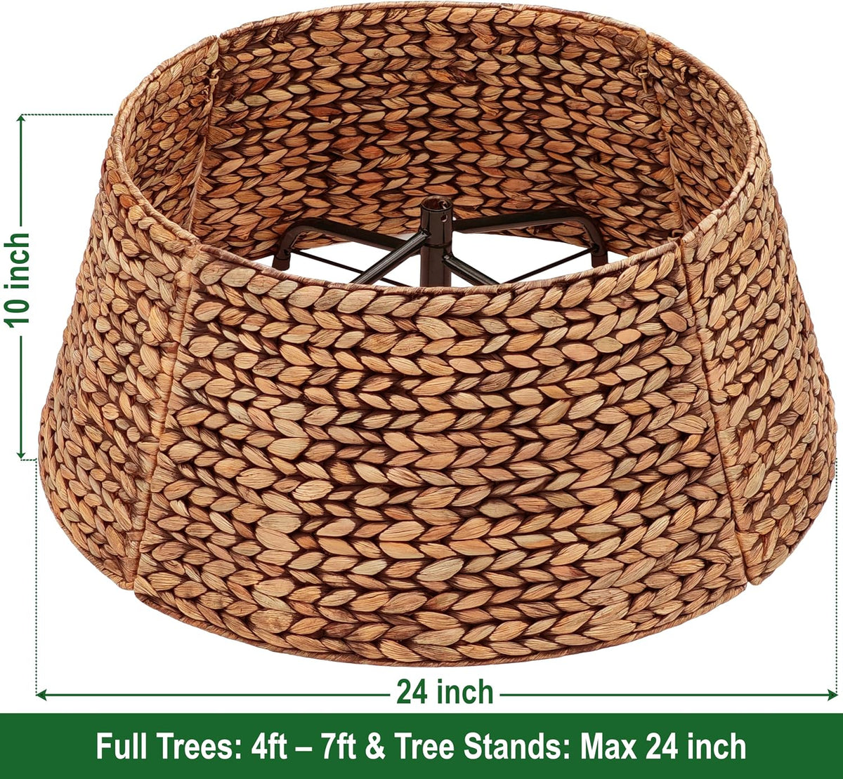 CENBOSS Rattan Christmas Tree Collar, Brown Wash, 24 inch