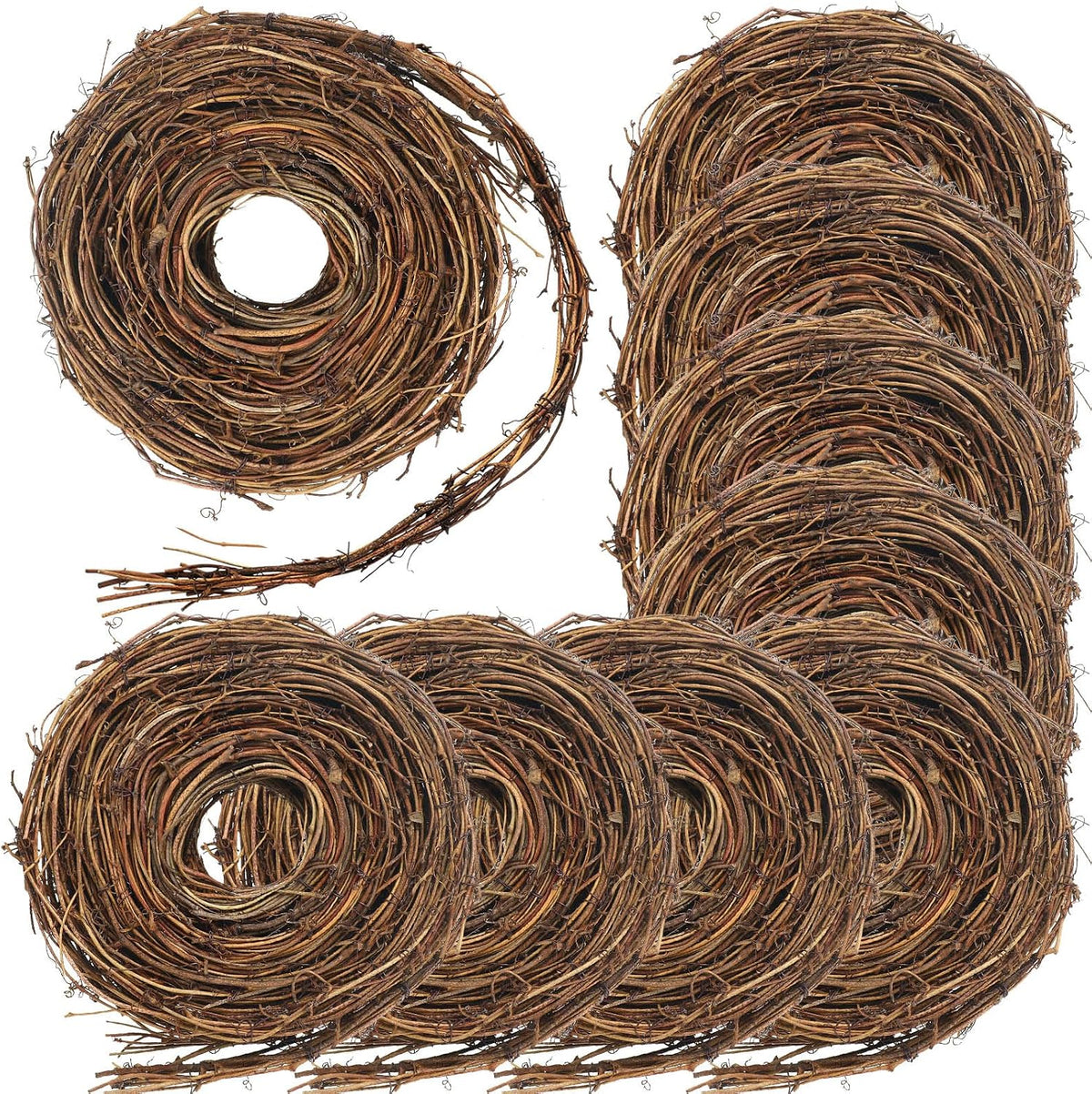 Janinka 9 Pcs 15 Feet Grapevine Garland Natural Twig Vine Wreath for Craft