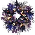 DecorbyHannah 24'' Pumpkins Halloween Wreath with Lights for Front Door