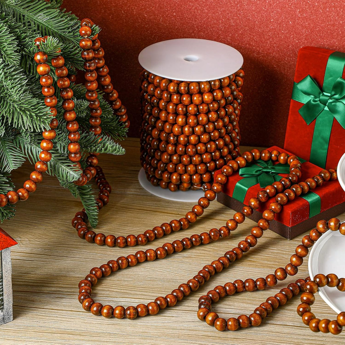 giegxin 2 pcs brown christmas wood bead garland showing dimensions