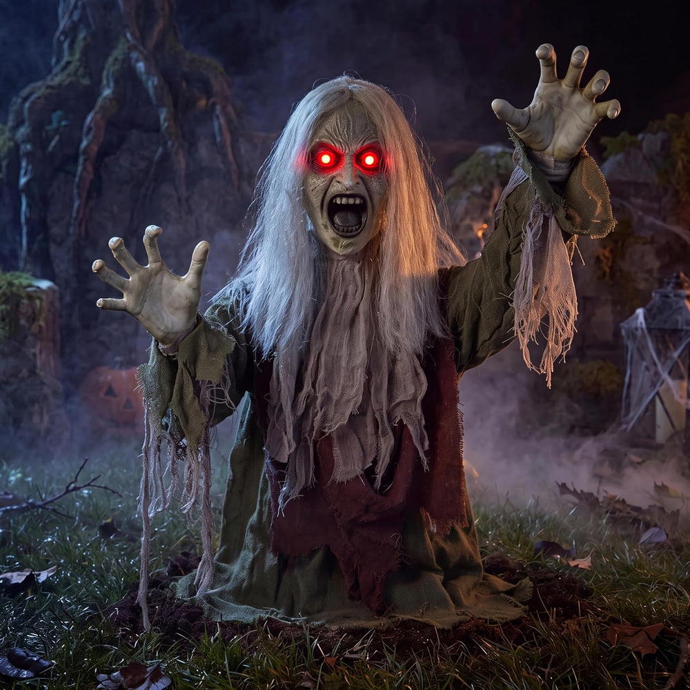 JOYIN Halloween Outdoor Animatronic Zombie Groundbreaker Decor, Half-Body Zom...
