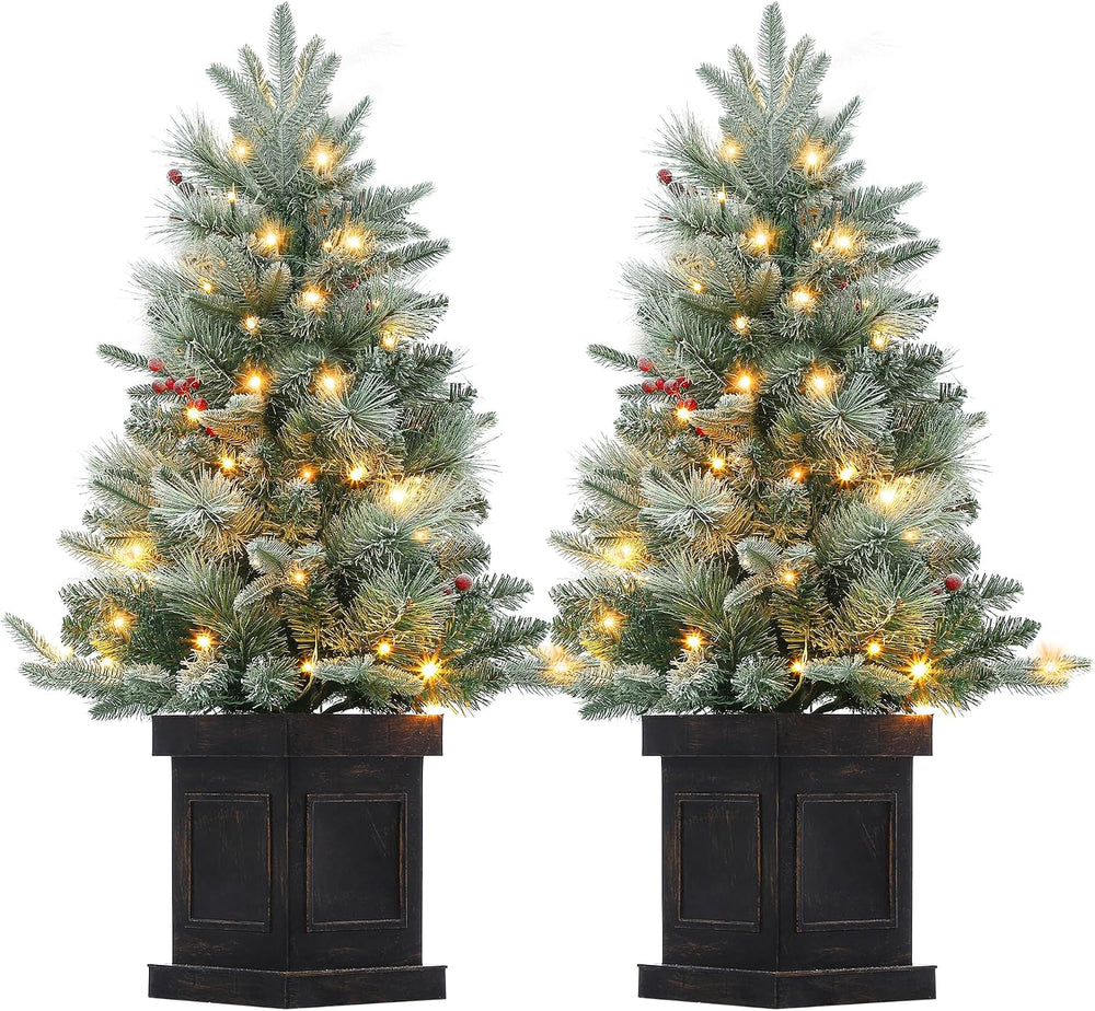 GAOMON 2Set 3FT Prelit Christmas Tree, Artificial Tree with Vintage Base