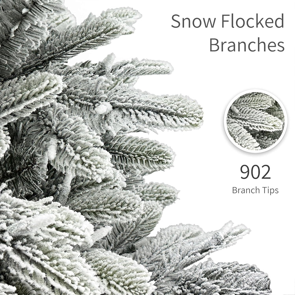 Puleo International 6.5ft Pre-Lit Flocked Aspen Fir Christmas Tree with 500 C...