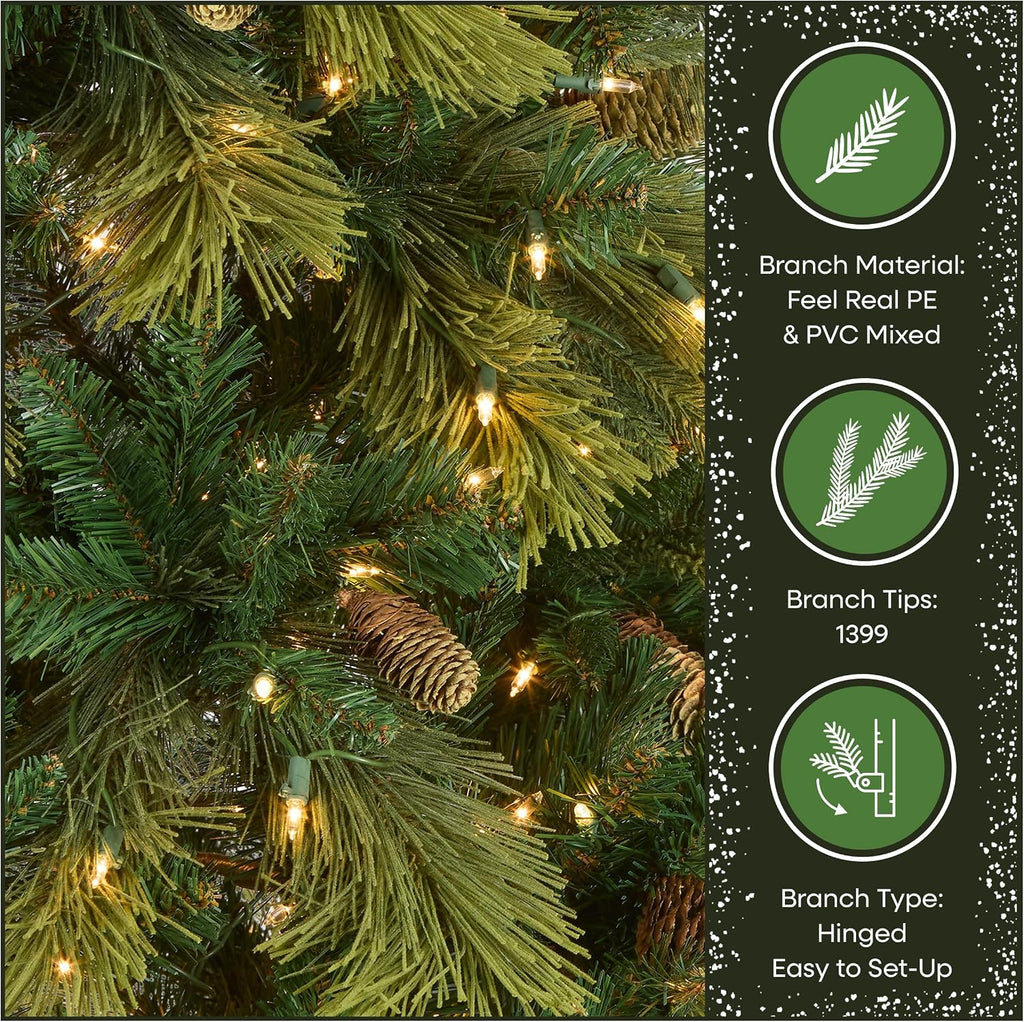 National Tree Company 7.5ft Pre-Lit Carolina Pine Artificial Christmas Tree